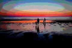 Strand, zee, gekleurde lucht - WdVr