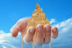 hand met toren van babel