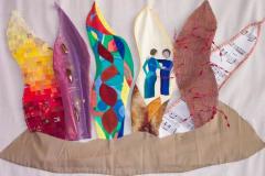 wandkleed met vlammen