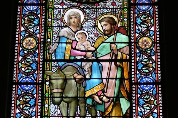 glas-in-lood-jozef en maria op de vlucht