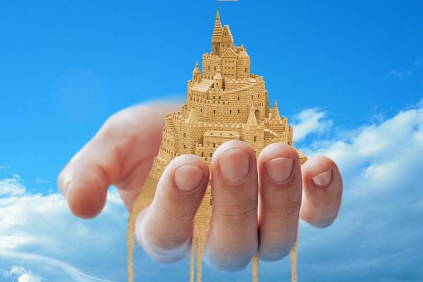 hand met toren van babel